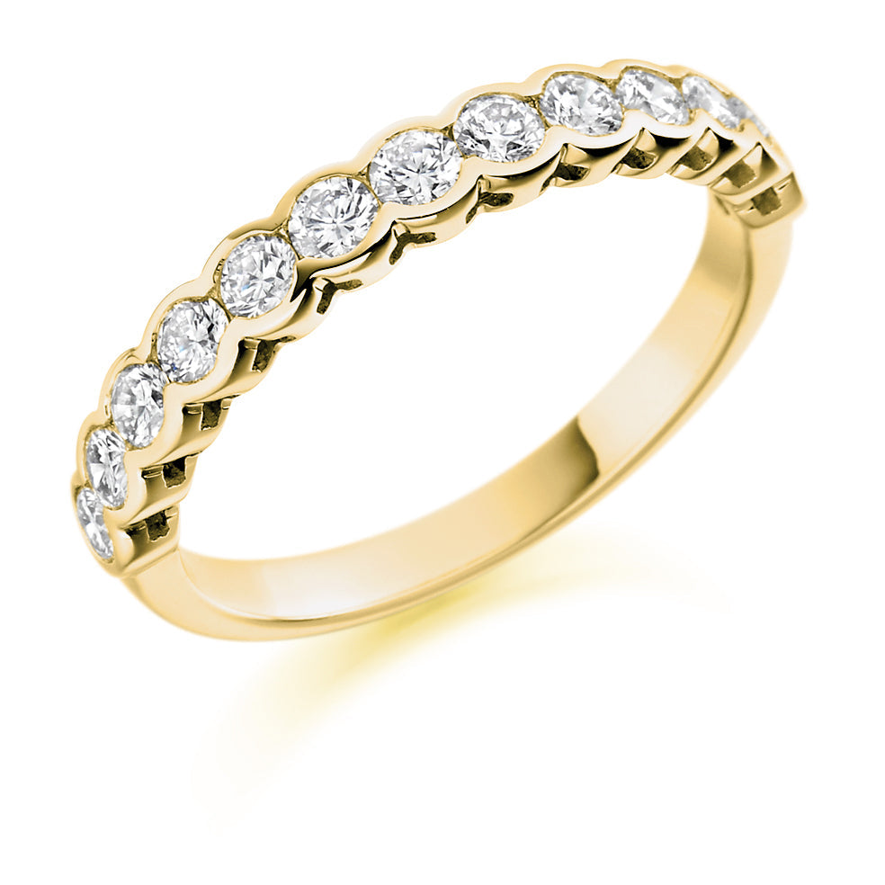 Rubover Half Eternity Ring, 0.75ct total (HET1428) in Yellow Gold