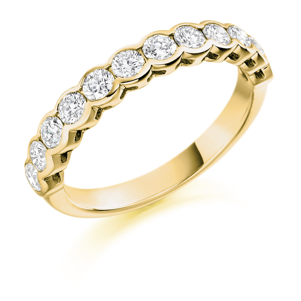 Rubover Half Eternity Ring, 1.0ct total (HET1429) in Yellow Gold