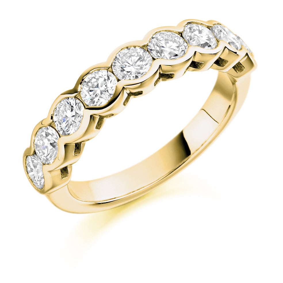 Rubover Half Eternity Ring, 1.5ct total in Yellow Gold