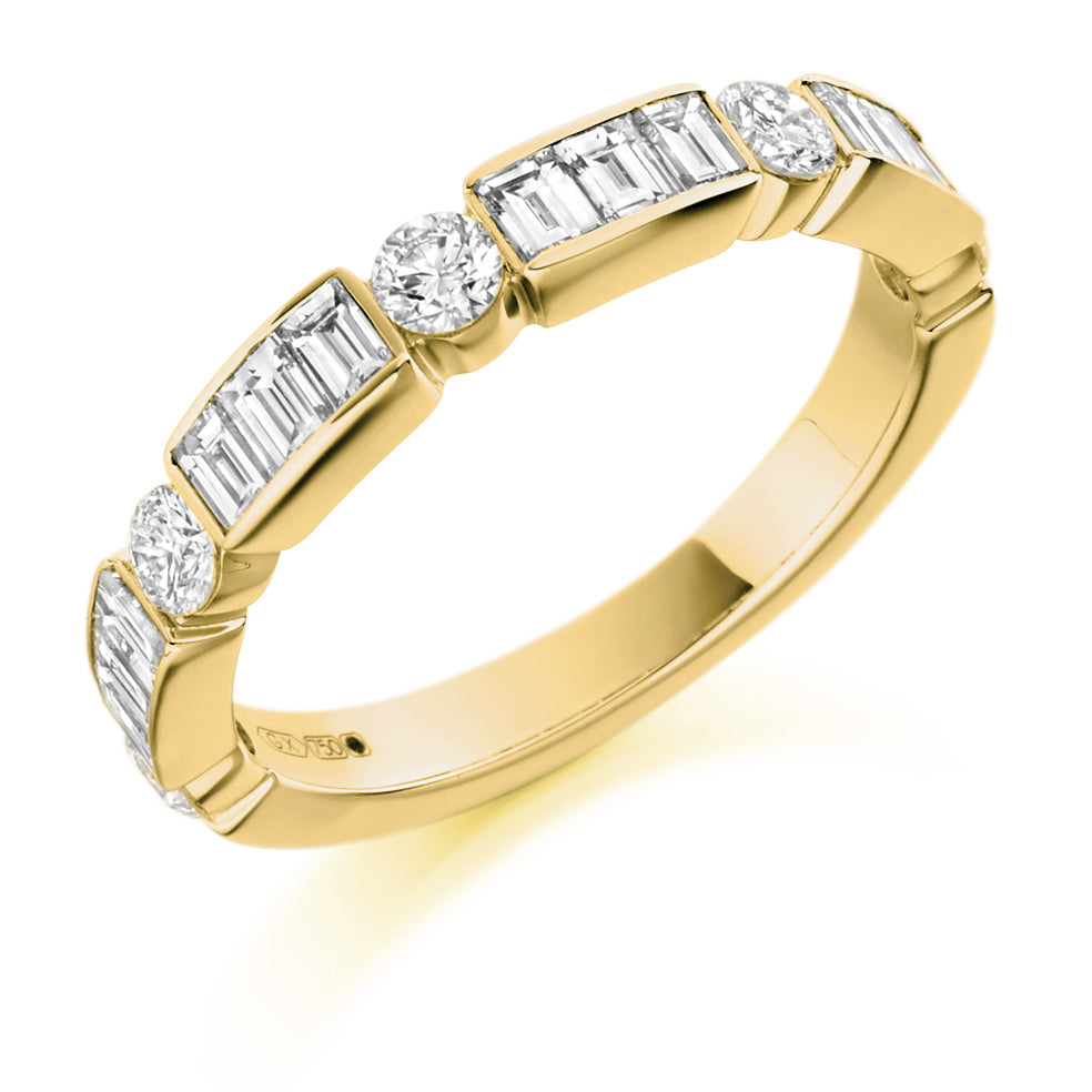Bar-Set Half Eternity Ring, 1.2ct total (HET1555) in Yellow Gold