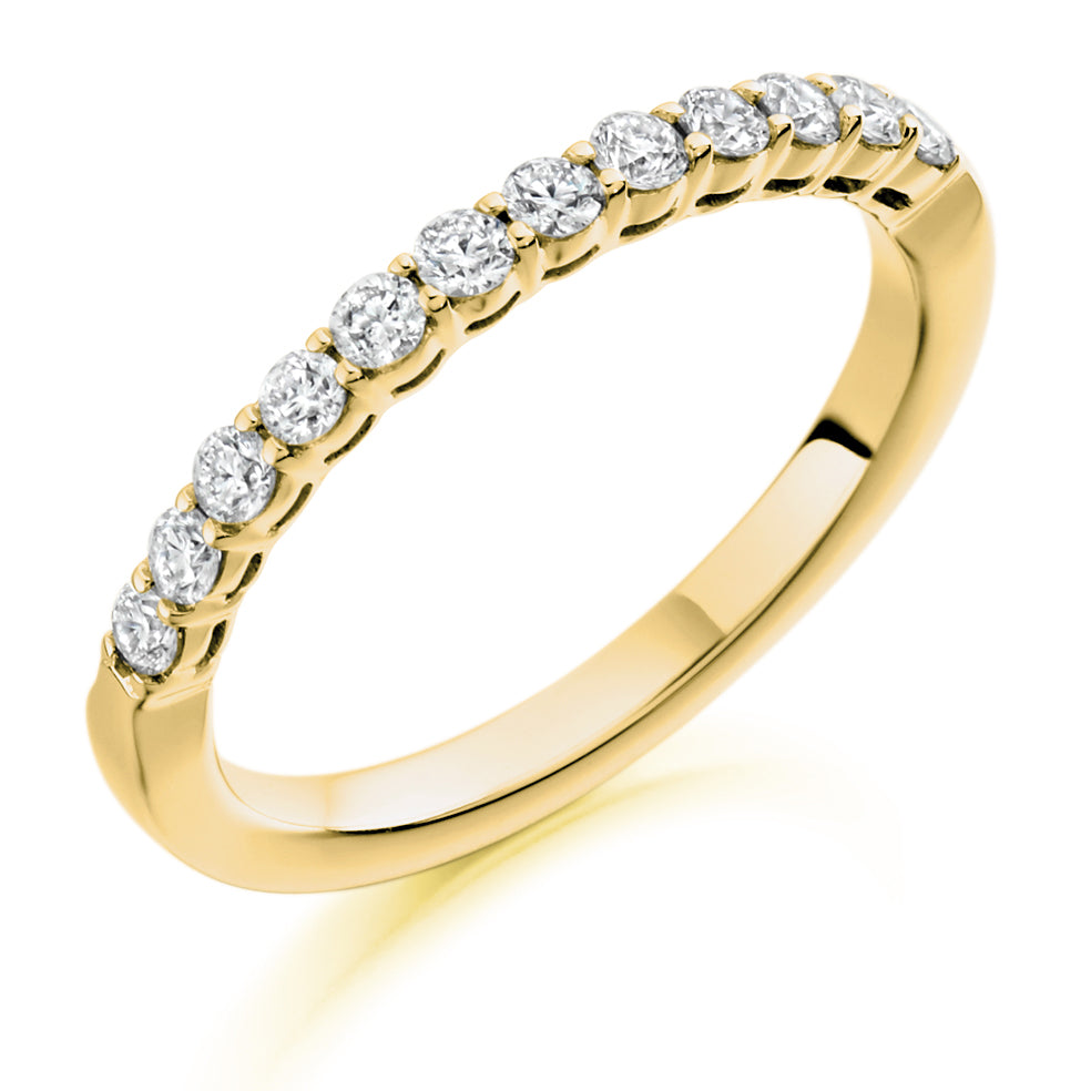 Claw-Set Half Eternity Ring, 0.5ct total (HET1627) in Yellow Gold