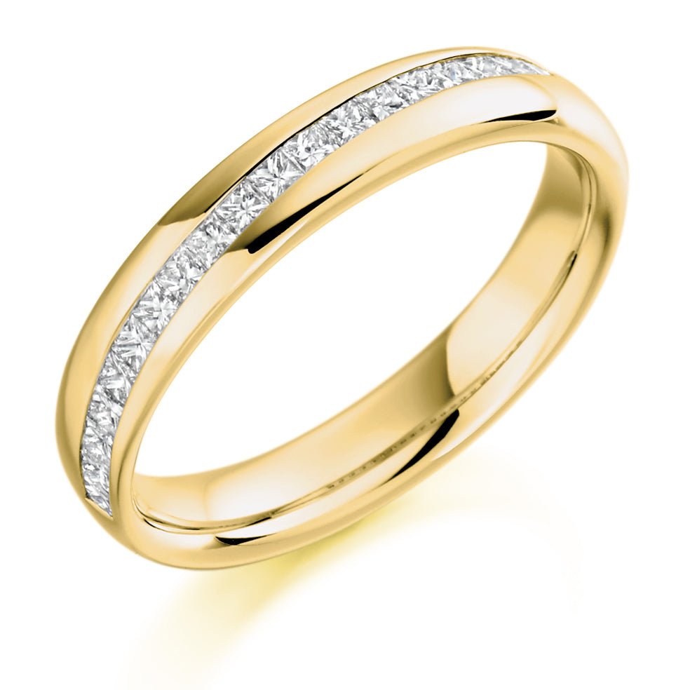Offset Channel-Set Half Eternity Ring, 0.4ct total in Yellow Gold