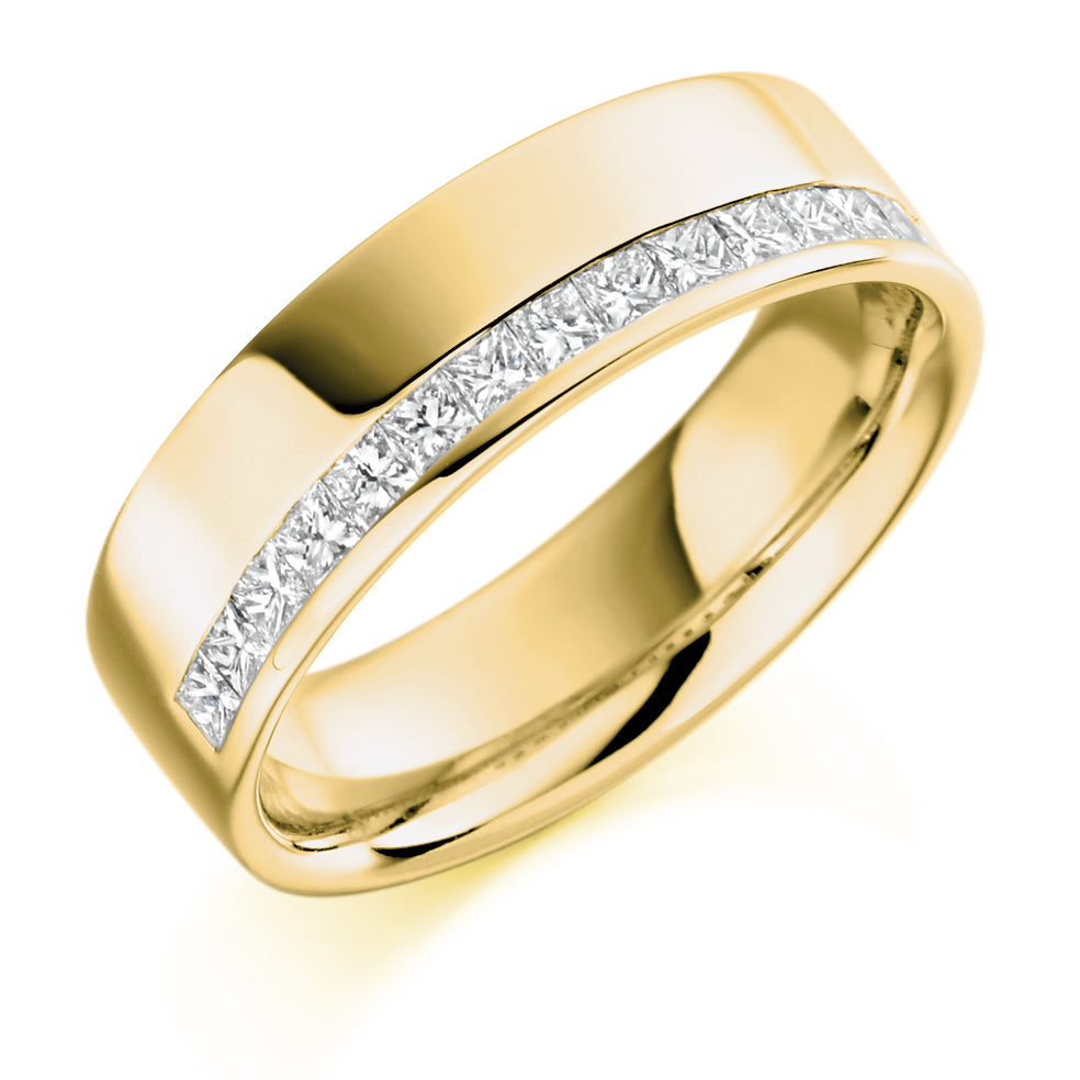 Offset Channel-Set Half Eternity Ring, 0.5ct total (HET1726) in Yellow Gold