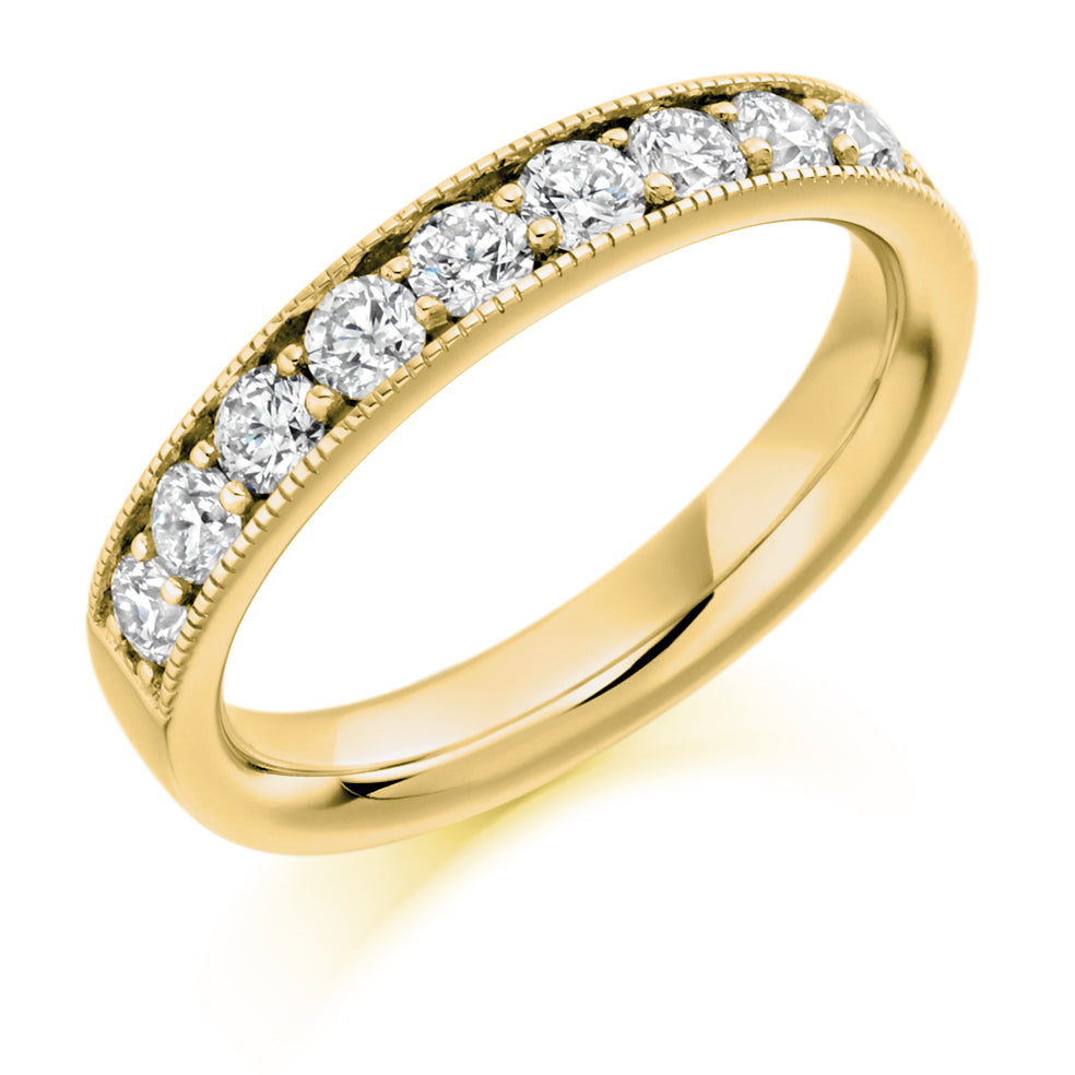 Grain-Set Half Eternity Ring, 0.75ct total (HET1773) in Yellow Gold