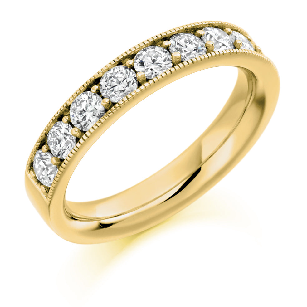 Grain-Set Half Eternity Ring, 1.00ct total (HET1774) in Yellow Gold