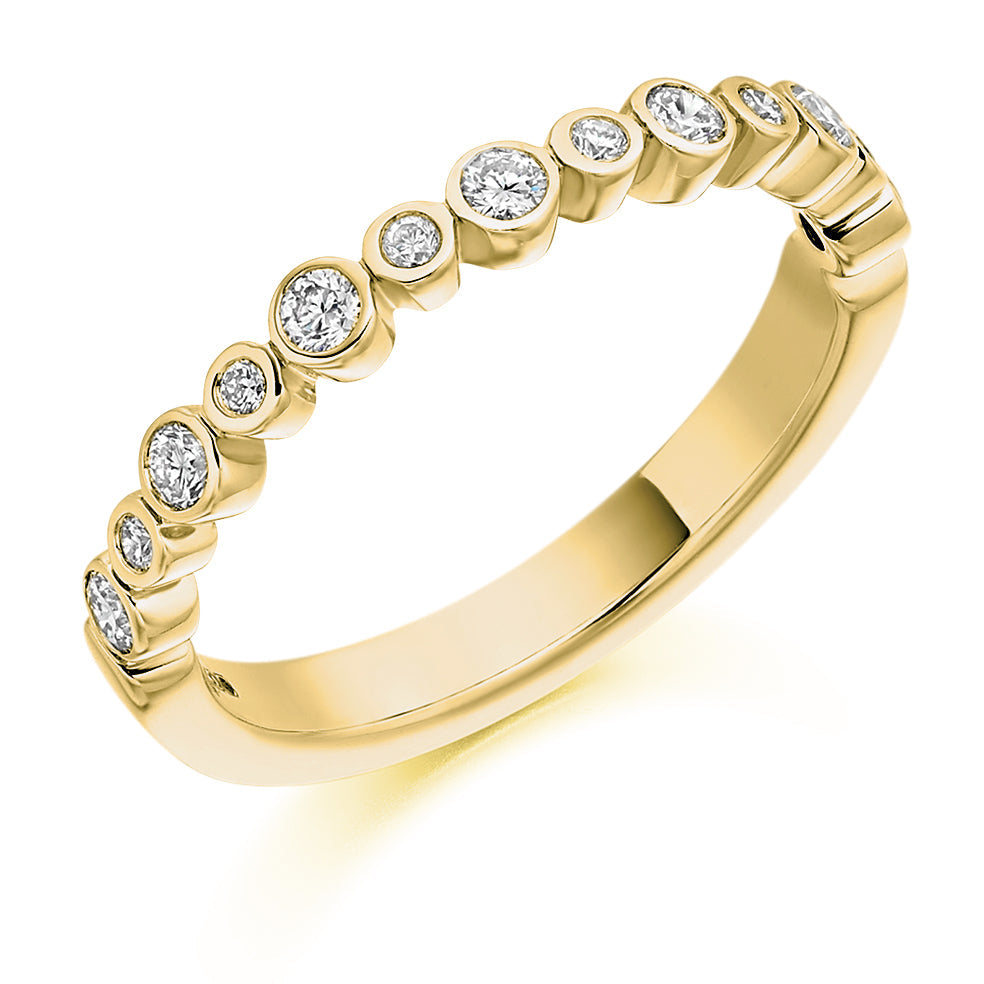 Rubover Half Eternity Ring, 0.3ct total in Yellow Gold
