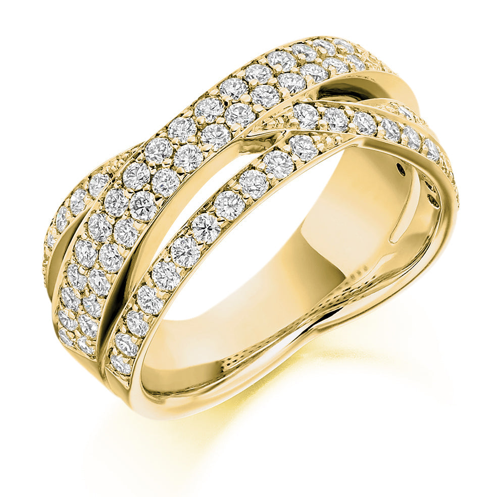 Shaped Grain-Set Half Eternity Ring, 1.15ct total in Yellow Gold