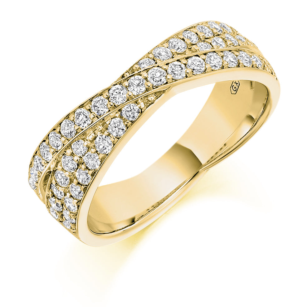 Shaped Grain-Set Half Eternity Ring, 0.7ct total in Yellow Gold