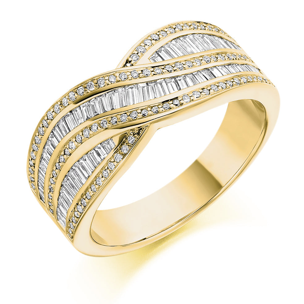 Shaped Channel-Set Half Eternity Ring, 0.8ct total in Yellow Gold