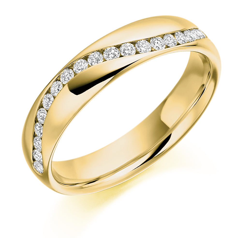 Offset Channel-Set Half Eternity Ring, 0.3ct total in Yellow Gold