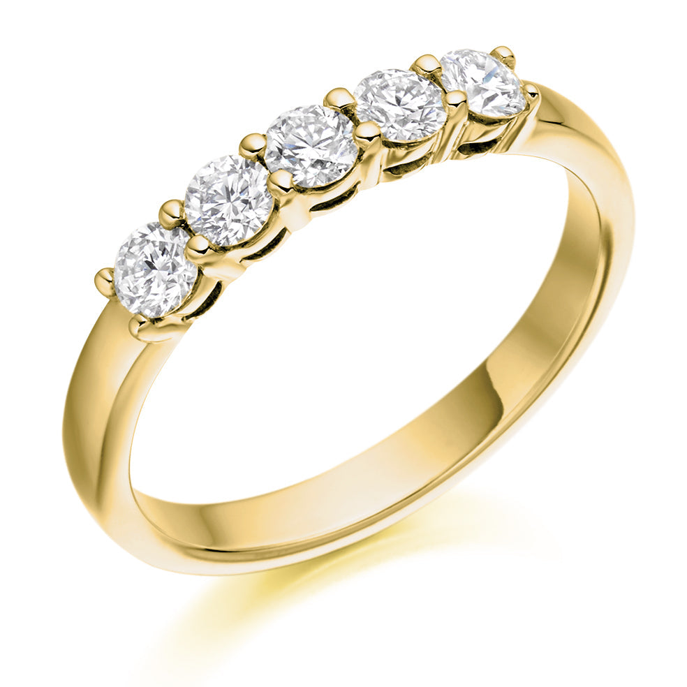 Claw-Set Half Eternity Ring, 0.5ct total (HET2236) in Yellow Gold