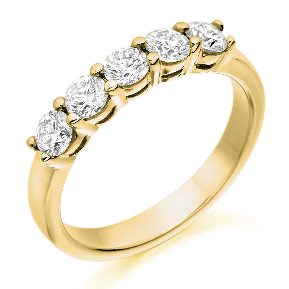 Claw-Set Half Eternity Ring, 0.75ct total (HET2237) in Yellow Gold