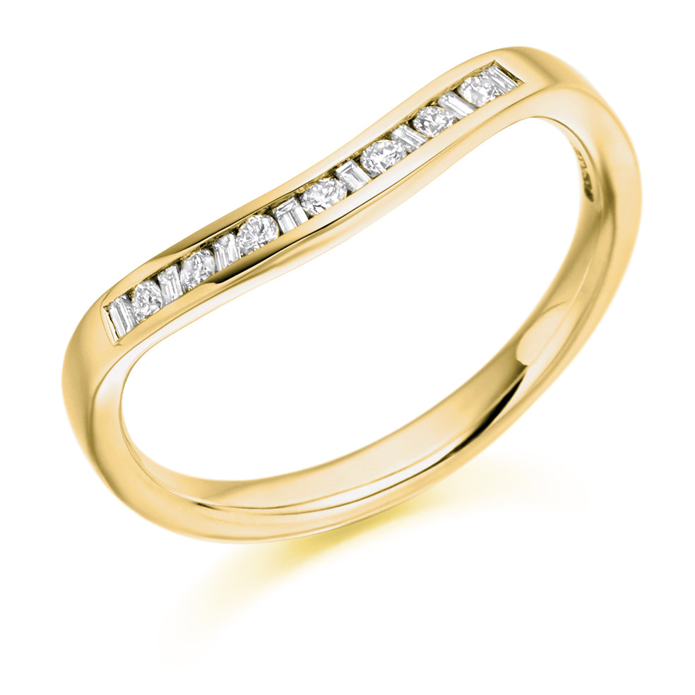 Shaped Channel-Set Half Eternity Ring, 0.15ct total in Yellow Gold