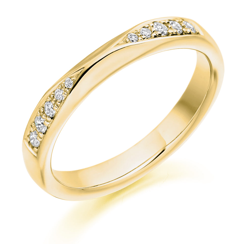 Shaped Grain-Set Half Eternity Ring, 0.15ct total (HET2285) in Yellow Gold