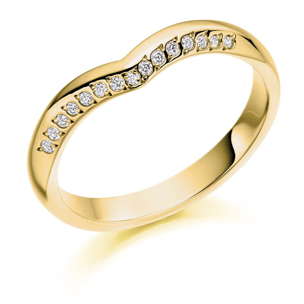 Shaped Grain-Set Half Eternity Ring, 0.08ct total in Yellow Gold