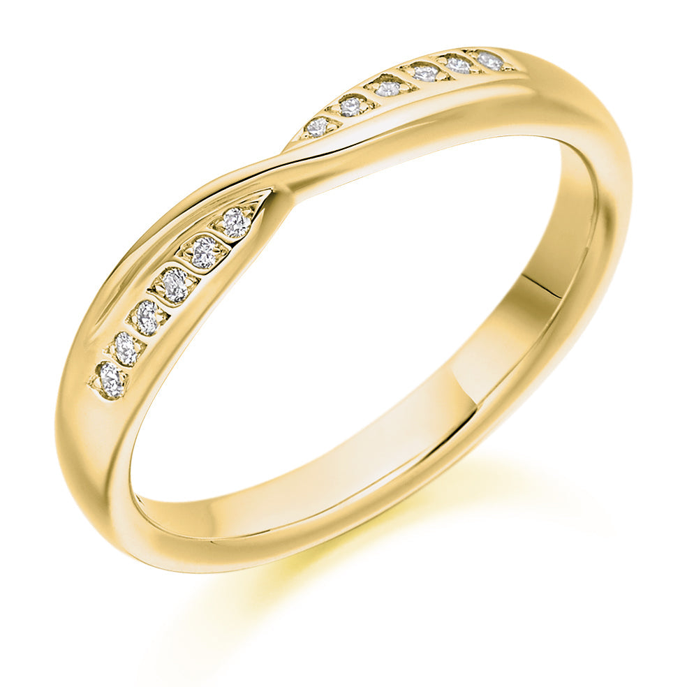 Shaped Grain-Set Half Eternity Ring, 0.07ct total in Yellow Gold