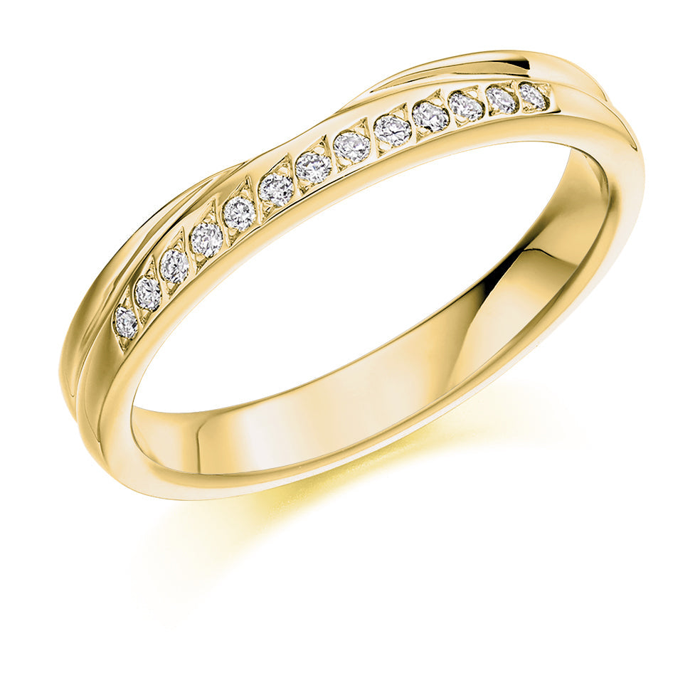 Shaped Grain-Set Half Eternity Ring, 0.11ct total in Yellow Gold