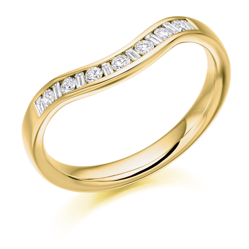 Shaped Channel-Set Half Eternity Ring, 0.25ct total (HET2303) in Yellow Gold