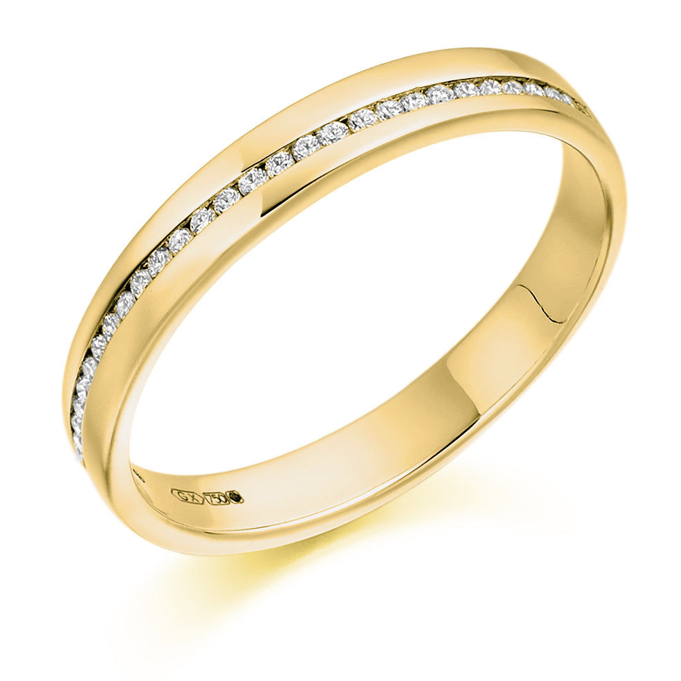 Offset Channel-Set Half Eternity Ring, 0.12ct total (HET2309) in Yellow Gold