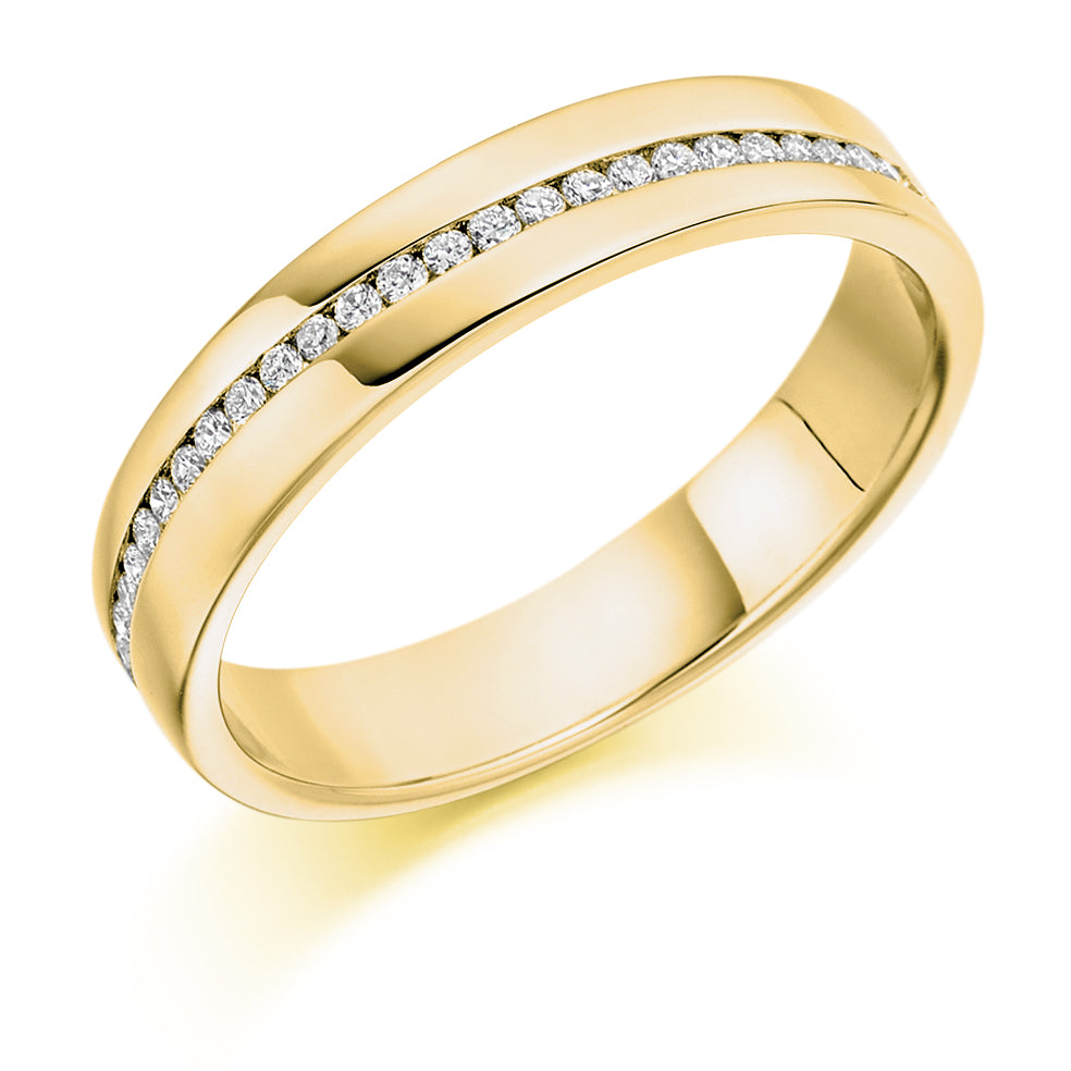 Offset Channel-Set Half Eternity Ring, 0.16ct total in Yellow Gold