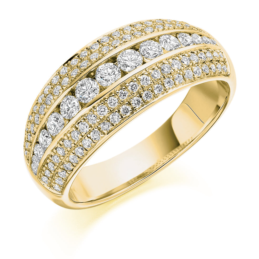 Channel-Set Half Eternity Ring, 1.15ct total in Yellow Gold