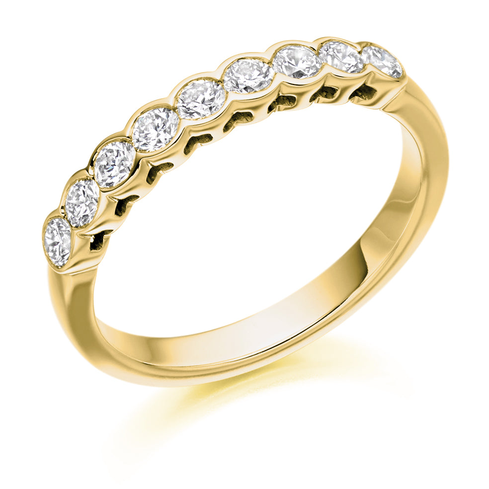 Rubover-Set Half Eternity Ring, 0.50ct total (HET2388) in Yellow Gold