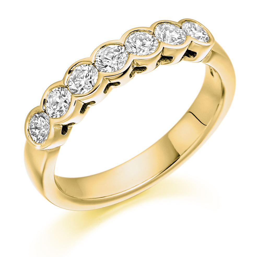 Rubover-Set Half Eternity Ring, 0.75ct total (HET2389) in Yellow Gold
