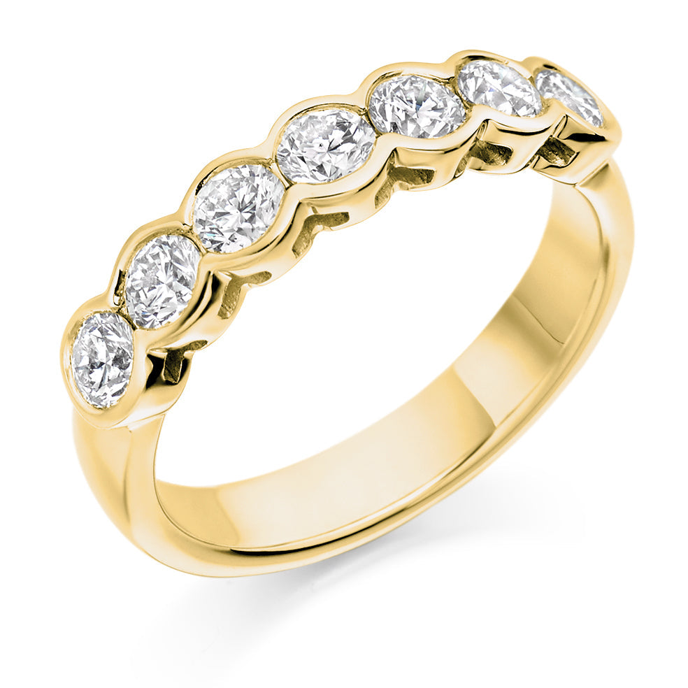 Rubover-Set Half Eternity Ring, 1.00ct total (HET2390) in Yellow Gold