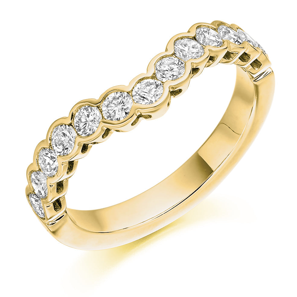 Rubover-Set Half Eternity Ring, 0.75ct total (HET2410) in Yellow Gold