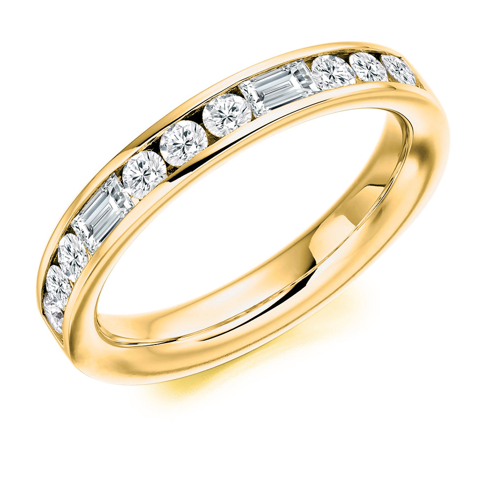 Channel-Set Half Eternity Ring, 0.75ct total (HET2487) in Yellow Gold