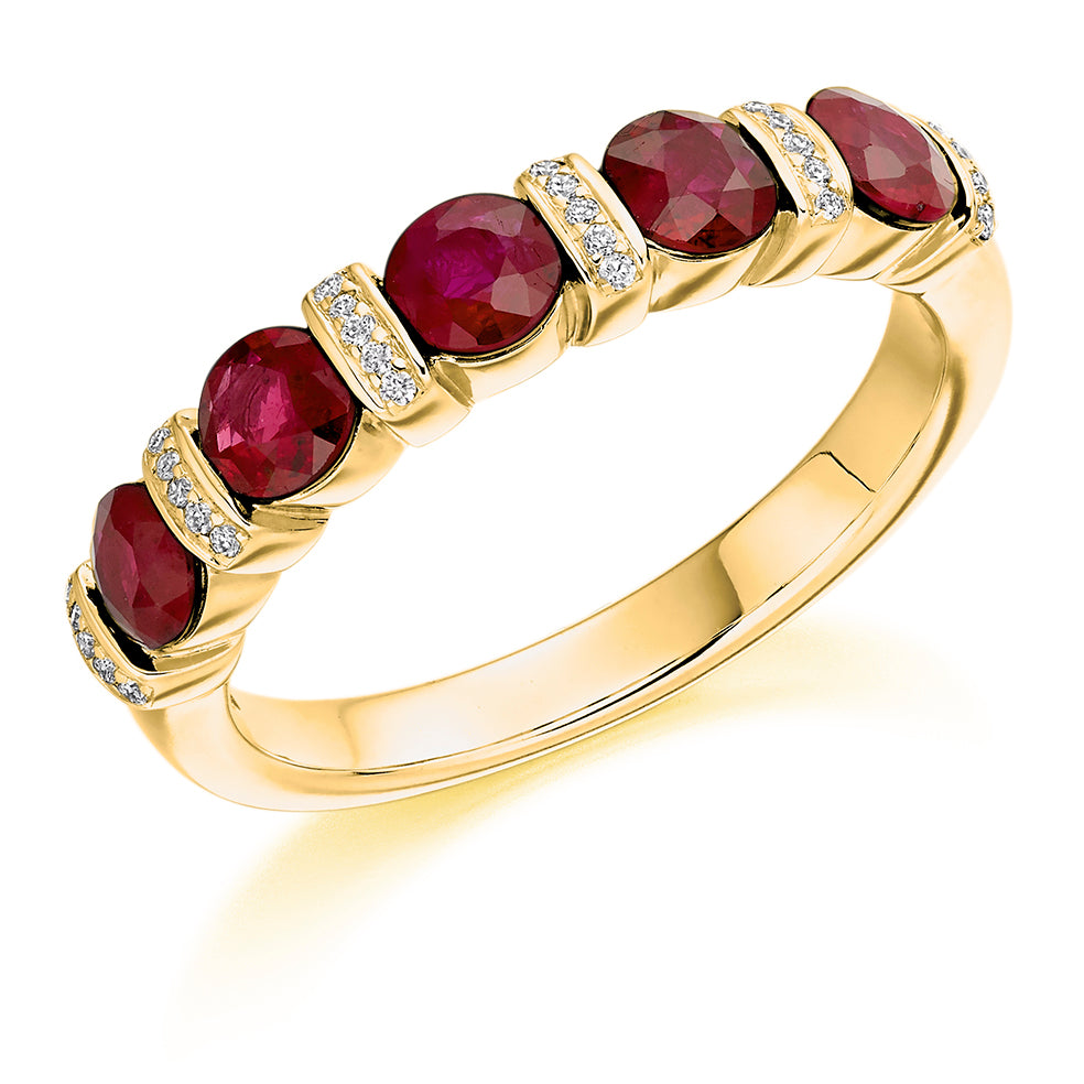 Bar-Set Half Eternity Ring, 0.06ct total (HET2637) in Yellow Gold