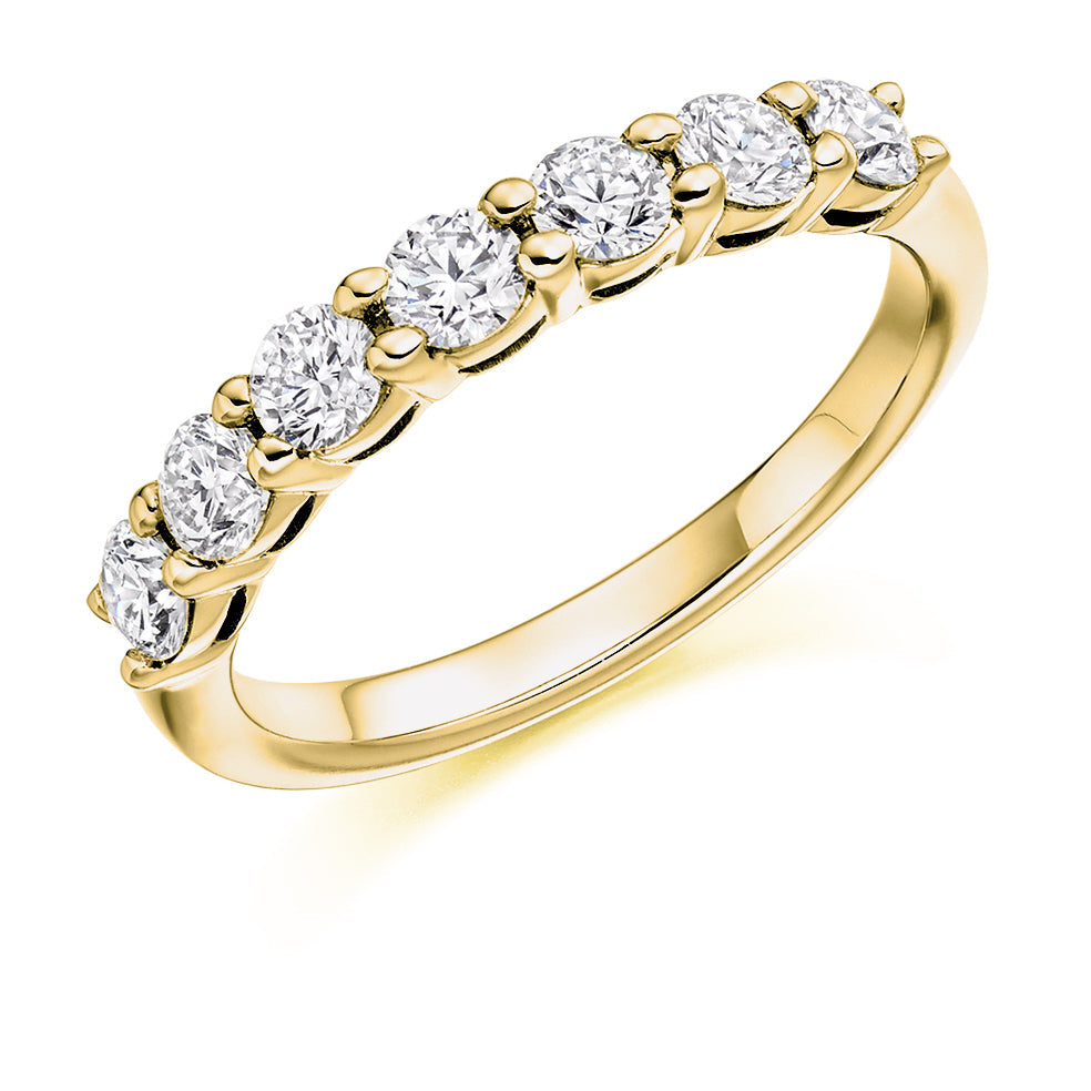 Claw-Set Half Eternity Ring, 0.75ct total (HET2704) in Yellow Gold