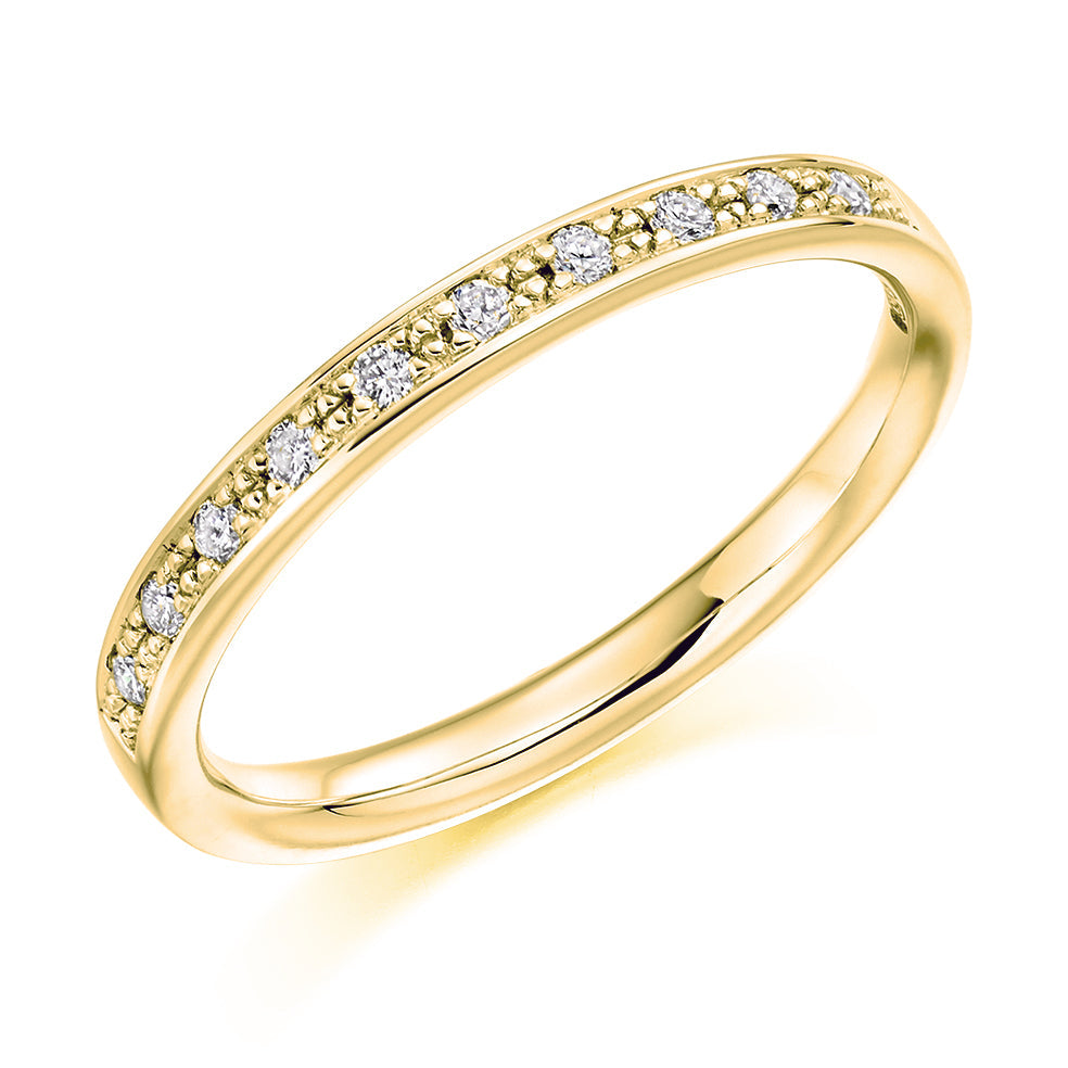 Grain-Set Half Eternity Ring, 0.15ct total (HET3347A) in Yellow Gold