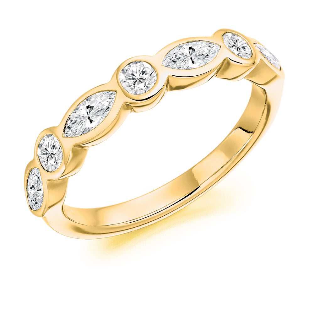 Rubover Half Eternity Ring, 0.8ct total in Yellow Gold