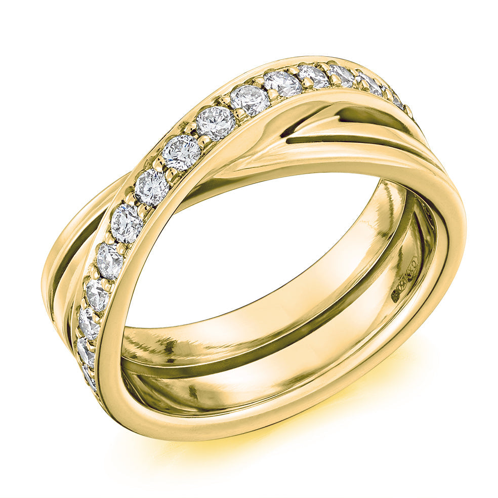 Shaped Grain-Set Half Eternity Ring, 0.6ct total in Yellow Gold