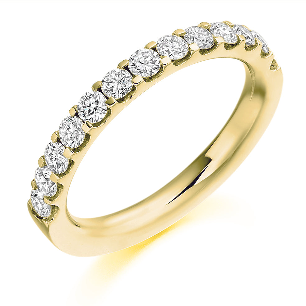 Micro-Claw Half Eternity Ring, 0.75ct total (HET8929) in Yellow Gold
