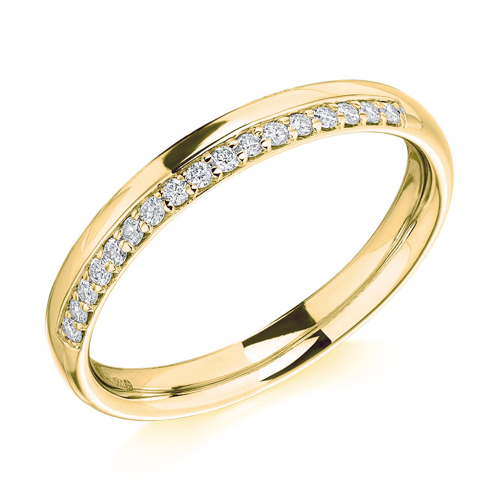 Offset Micro-Claw Half Eternity Ring, 0.2ct total in Yellow Gold