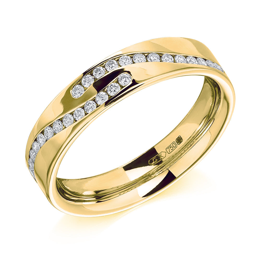 Offset Channel-Set Half Eternity Ring, 0.25ct total (HET9018) in Yellow Gold