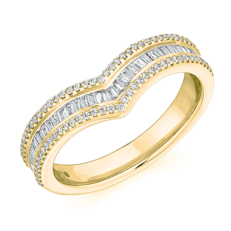 Shaped Channel-Set Half Eternity Ring, 0.45ct total in Yellow Gold