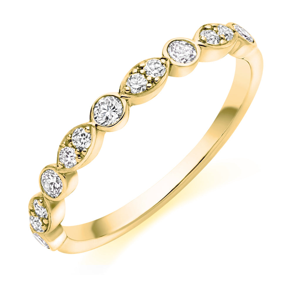 Rubover Half Eternity Ring, 0.35ct total in Yellow Gold