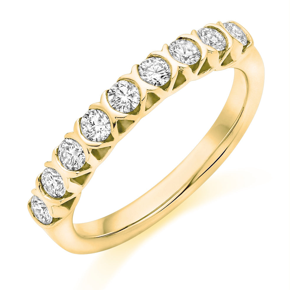 Bar-Set Half Eternity Ring, 0.50ct total (HET9404) in Yellow Gold