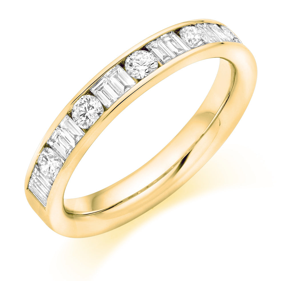 Channel-Set Half Eternity Ring, 0.75ct total (HET9416) in Yellow Gold