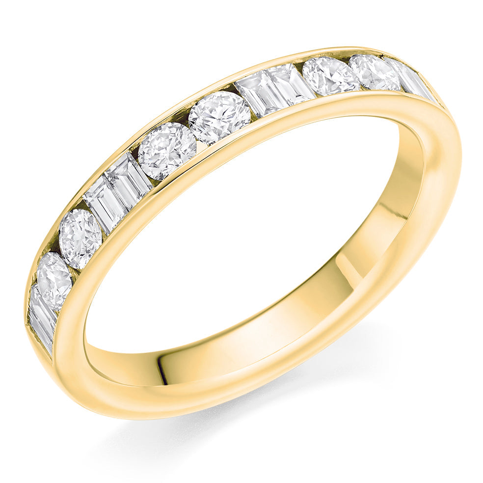 Channel-Set Half Eternity Ring, 0.75ct total (HET9420) in Yellow Gold