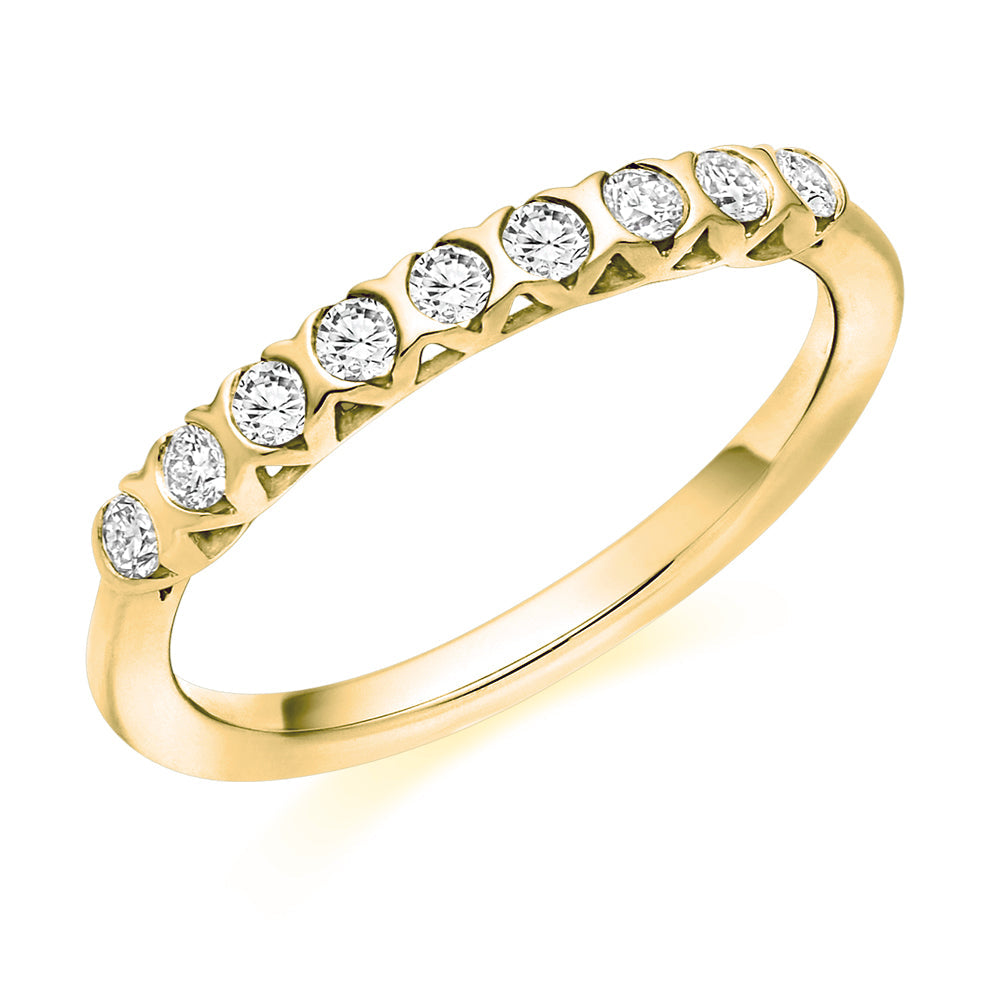 Bar-Set Half Eternity Ring, 0.25ct total (HET9437) in Yellow Gold