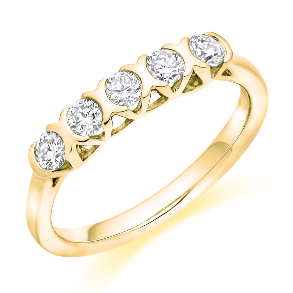 Bar-Set Half Eternity Ring, 0.50ct total (HET9439) in Yellow Gold