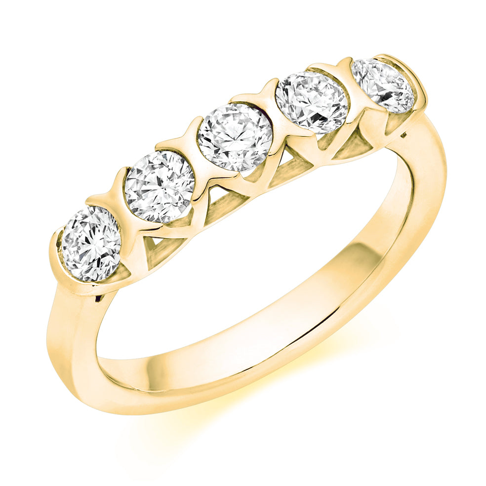 Right Hand Ring-Set Half Eternity Ring, 0.80ct total (HET9440) in Yellow Gold