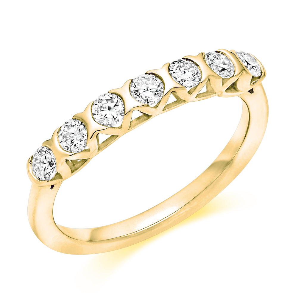 Bar-Set Half Eternity Ring, 0.5ct total (HET9444) in Yellow Gold