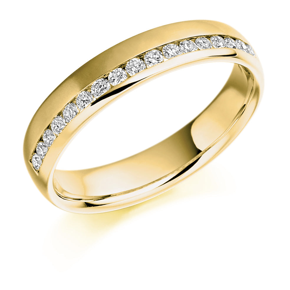Offset Channel-Set Half Eternity Ring, 0.26ct total in Yellow Gold