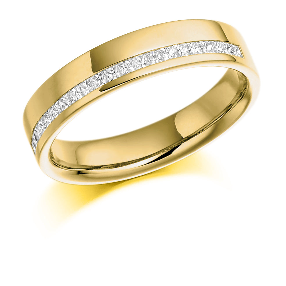 Offset Channel-Set Half Eternity Ring, 0.25ct total in Yellow Gold