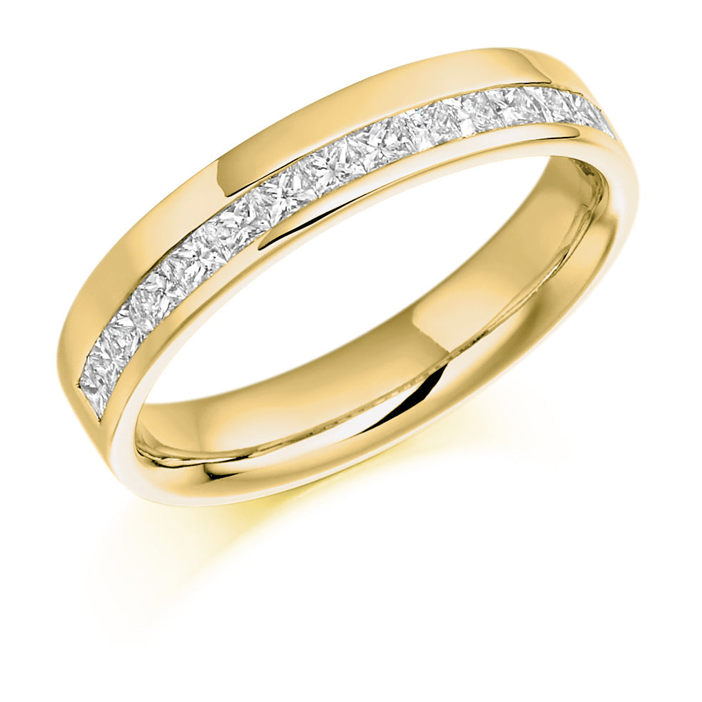 Offset Channel-Set Half Eternity Ring, 0.5ct total in Yellow Gold